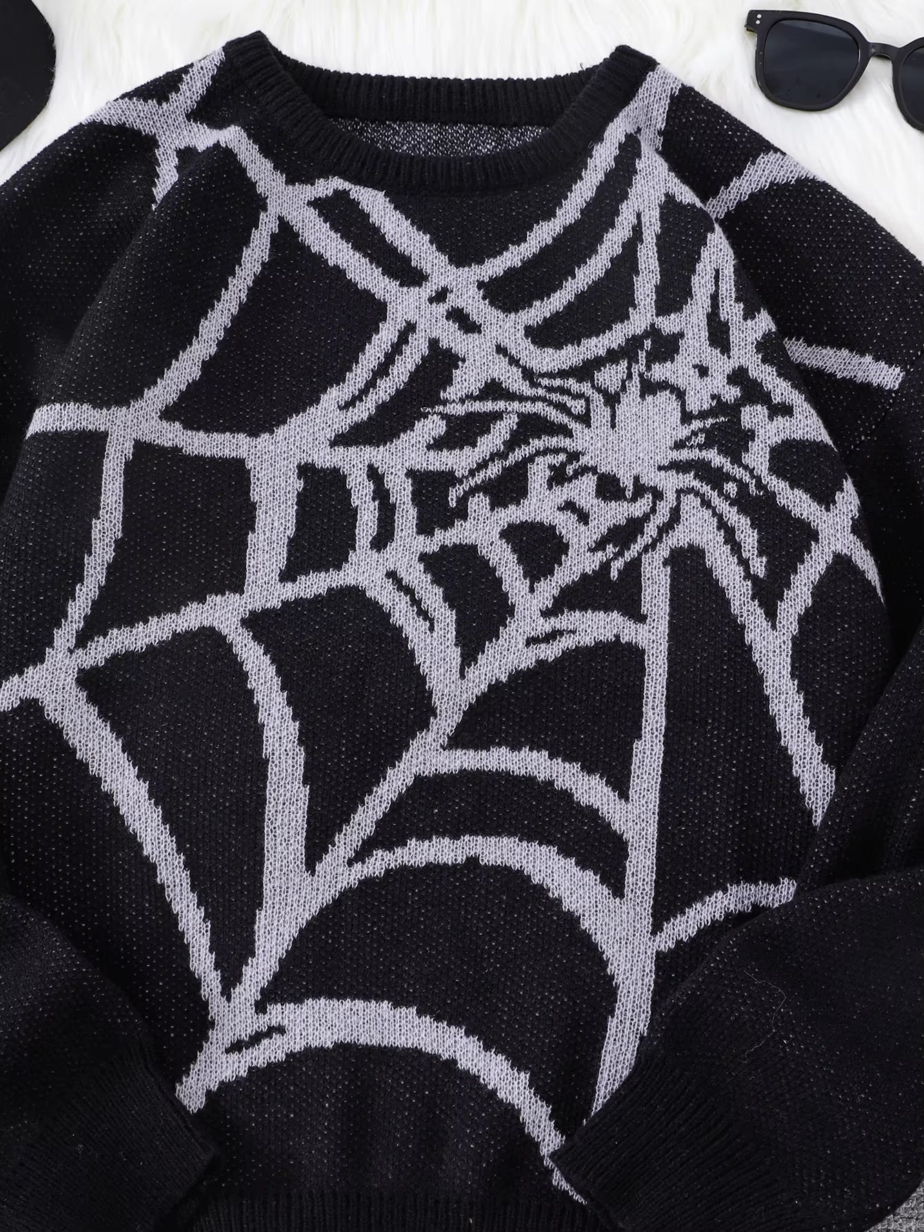 New Popular Autumn and Winter Spider Web Jacquard Pattern Pullover Sweater Casual round Neck Knitted Men'S Pullover