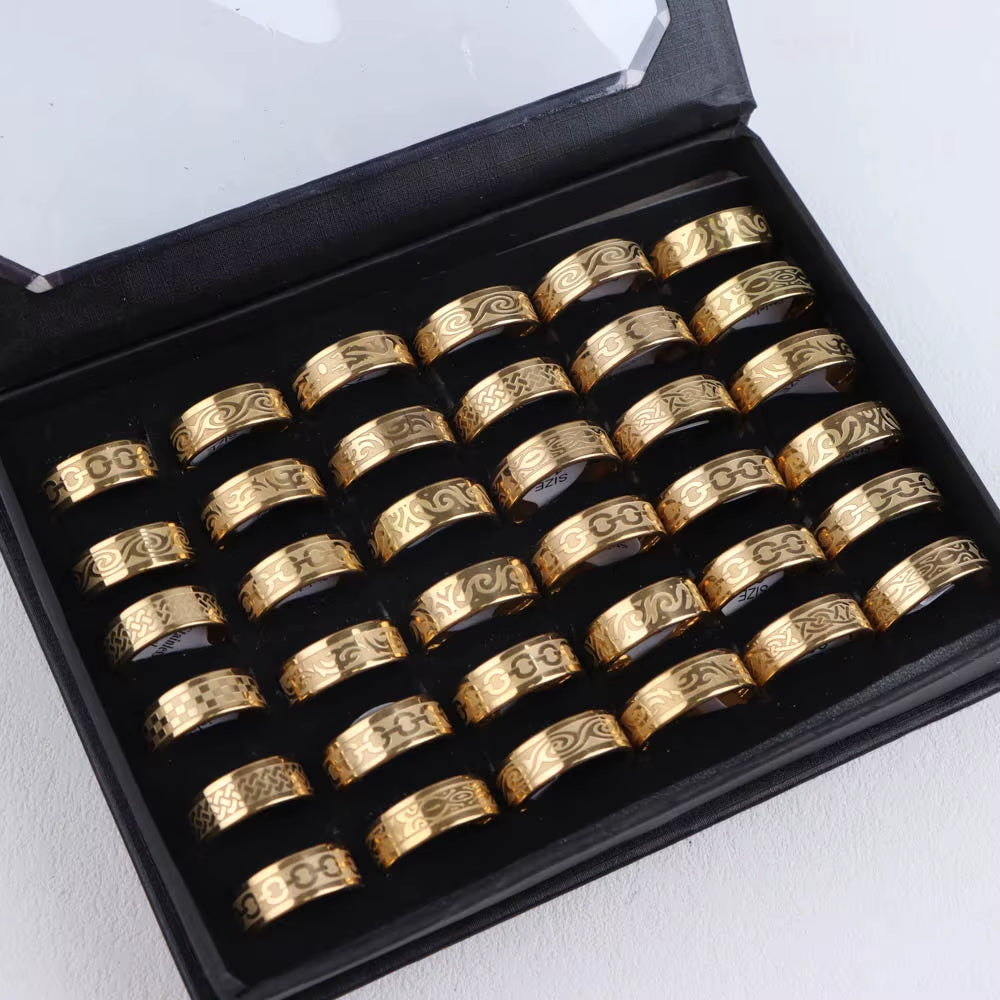 10Pcs/Lot Wholesale Fashion Simple Stainless Steel Ring for Men Women Beautiful Trendy Punk Jewelry Vintage Birthday Party Gifts