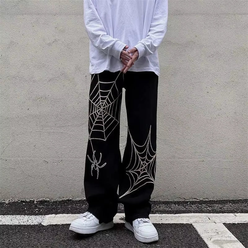 Streetwear Black Y2K Baggy Pants Men Anime Wide Leg Sweatpants Male Oversize Techwear Print Straight Trousers 2023 New