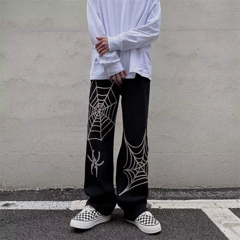 Streetwear Black Y2K Baggy Pants Men Anime Wide Leg Sweatpants Male Oversize Techwear Print Straight Trousers 2023 New