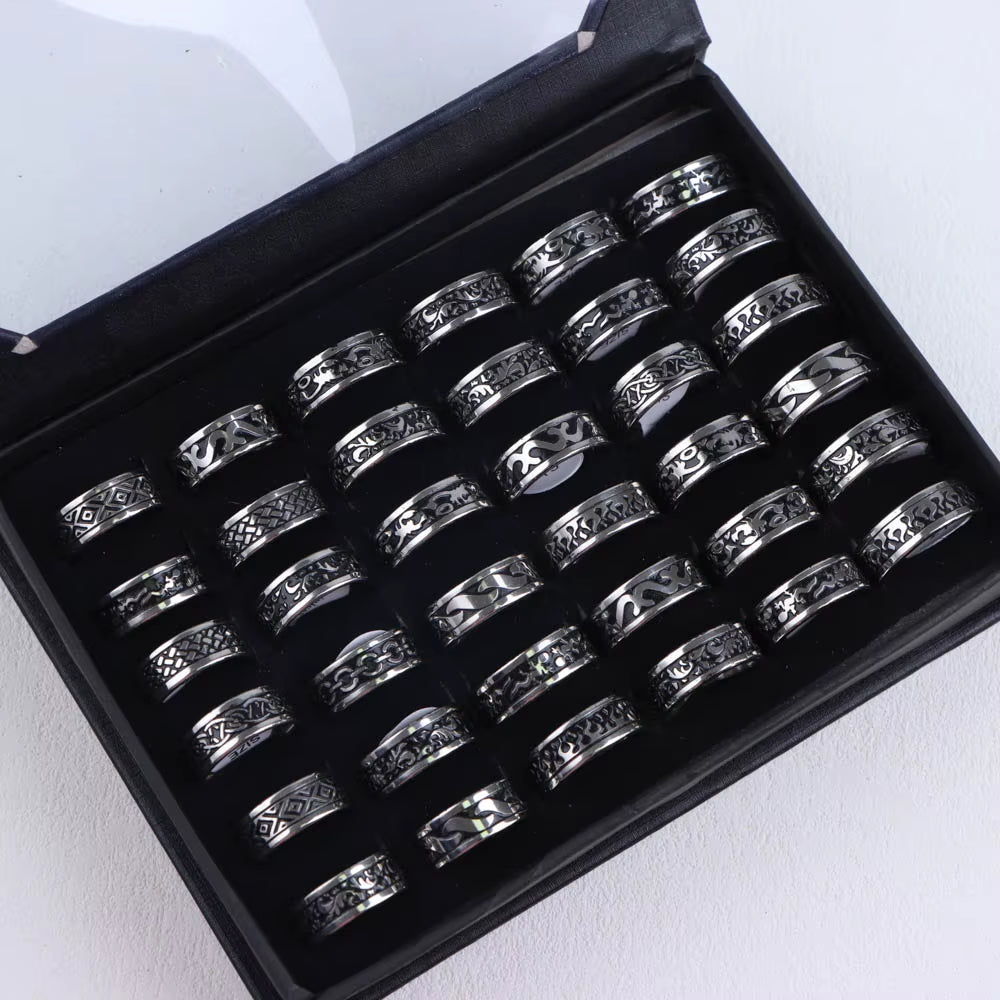 10Pcs/Lot Wholesale Fashion Simple Stainless Steel Ring for Men Women Beautiful Trendy Punk Jewelry Vintage Birthday Party Gifts