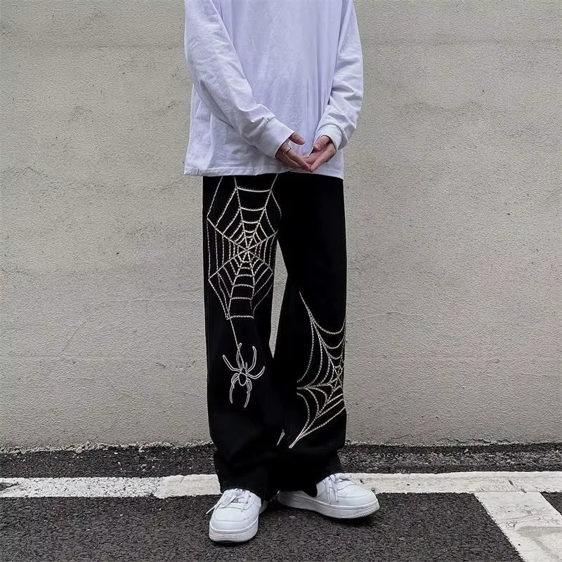 Streetwear Black Y2K Baggy Pants Men Anime Wide Leg Sweatpants Male Oversize Techwear Print Straight Trousers 2023 New