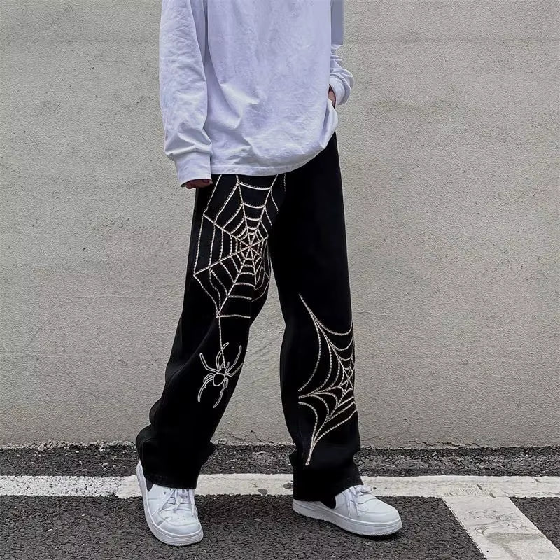 Streetwear Black Y2K Baggy Pants Men Anime Wide Leg Sweatpants Male Oversize Techwear Print Straight Trousers 2023 New