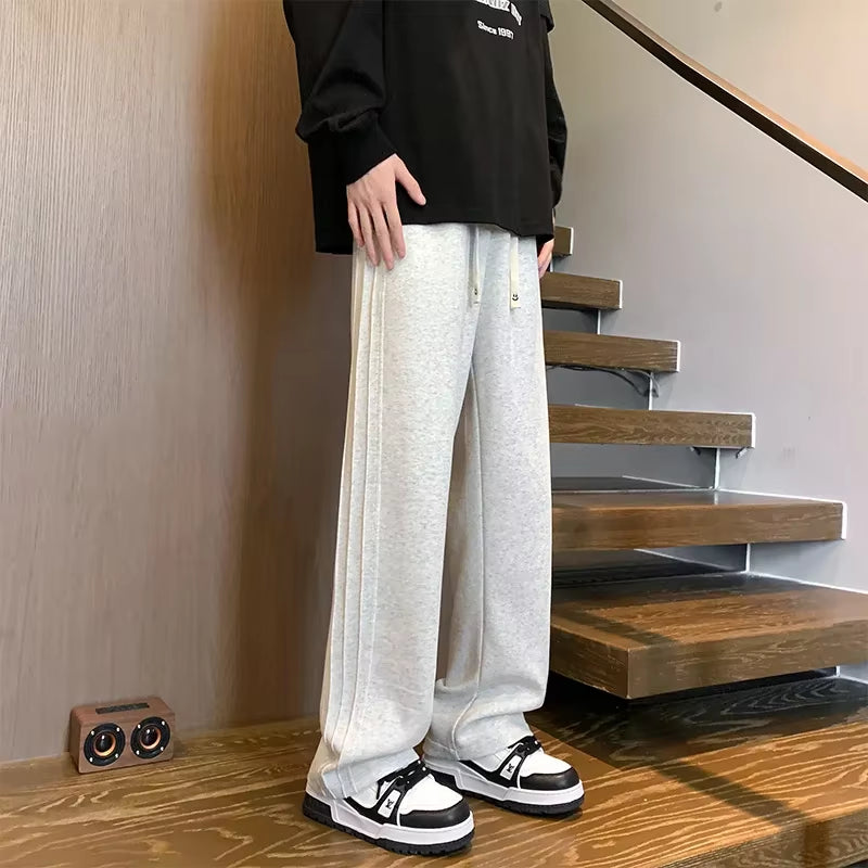 New Men'S Side Stripe Sweatpants Casual Drawstring Baggy Trousers Y2K Vintage Gym Jogger Pants Streetwear Pantalones Hombre