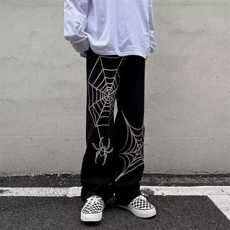 Streetwear Black Y2K Baggy Pants Men Anime Wide Leg Sweatpants Male Oversize Techwear Print Straight Trousers 2023 New