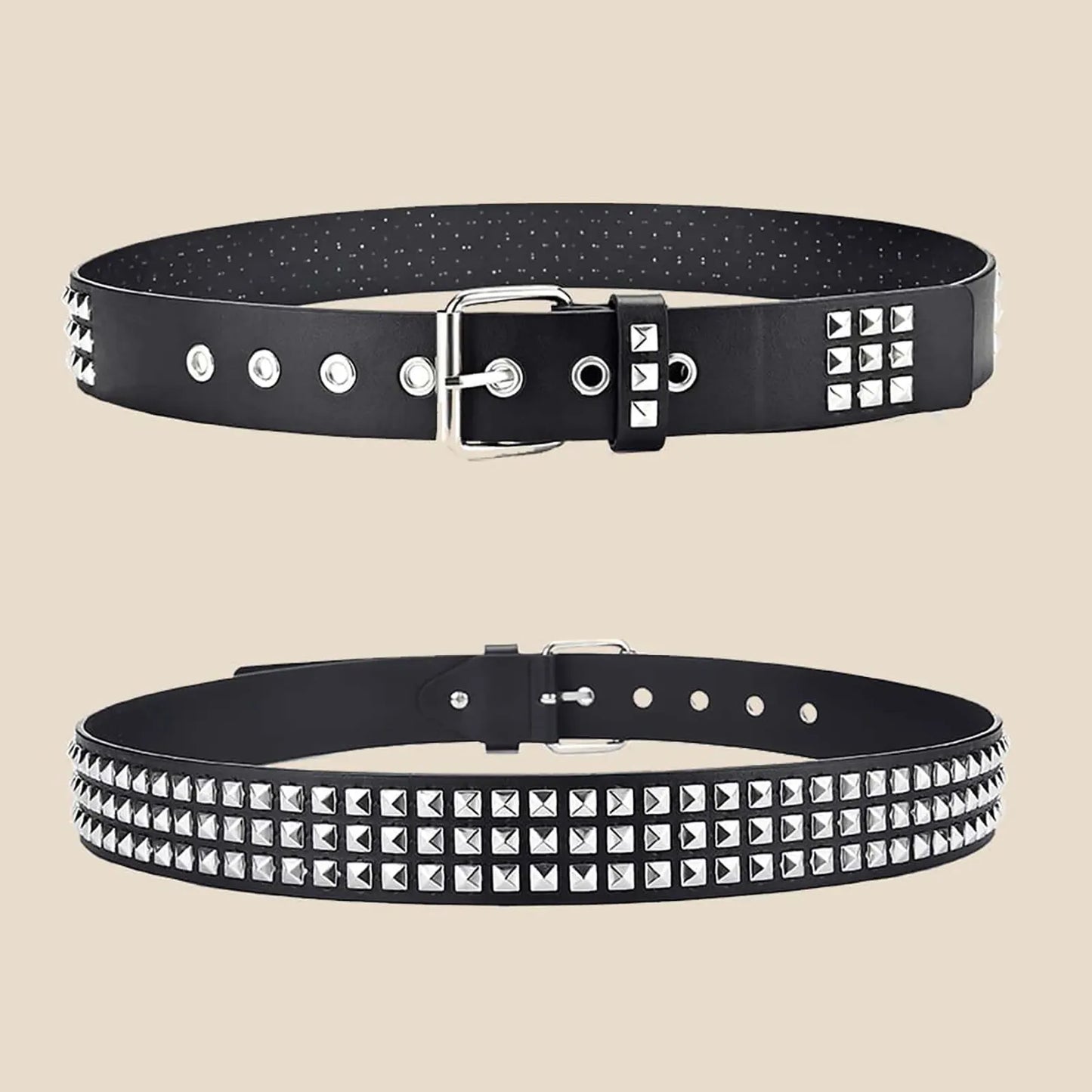 2023New Square Bead Rivet Belt Metal Pyramid Belt Men and Women Punk Hardware Jeans Belt Y2K Belt Designer Belt Women'S Belts