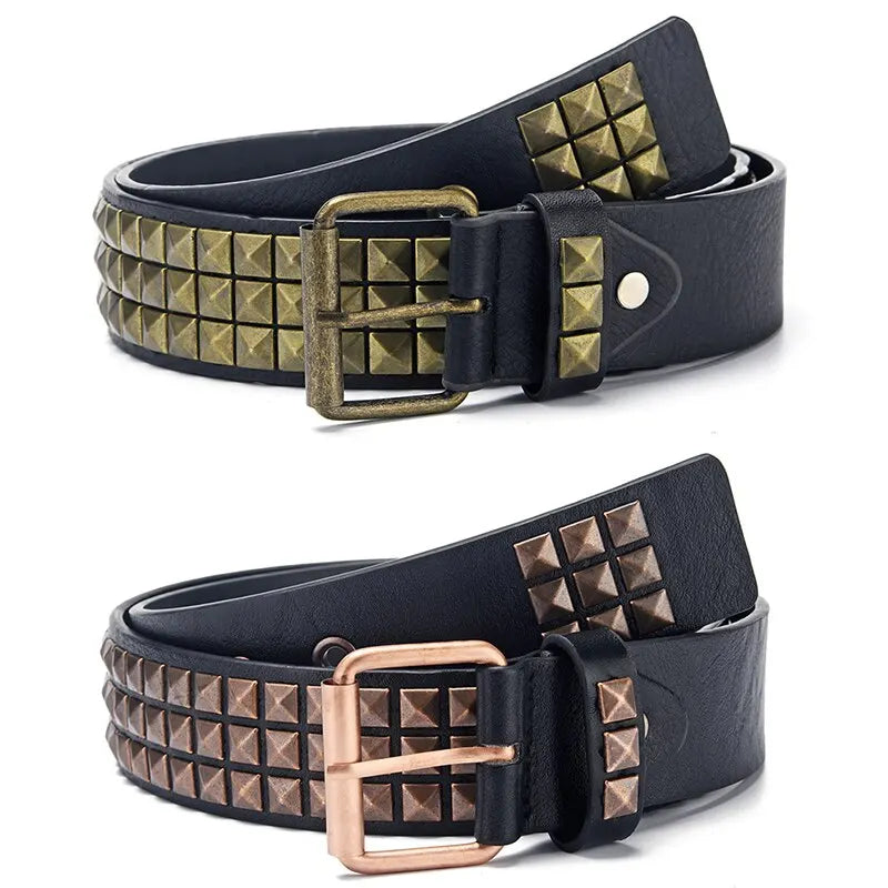 2023New Square Bead Rivet Belt Metal Pyramid Belt Men and Women Punk Hardware Jeans Belt Y2K Belt Designer Belt Women'S Belts